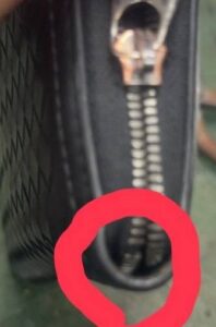 ファスナーレールの務歯欠損部分